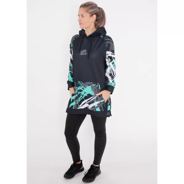  Funktionelles erweitertes Damen-Sweatshirt Premium ALTISPORT VOJ/ALW039MI03 SCHWARZ/TÜRKIS 