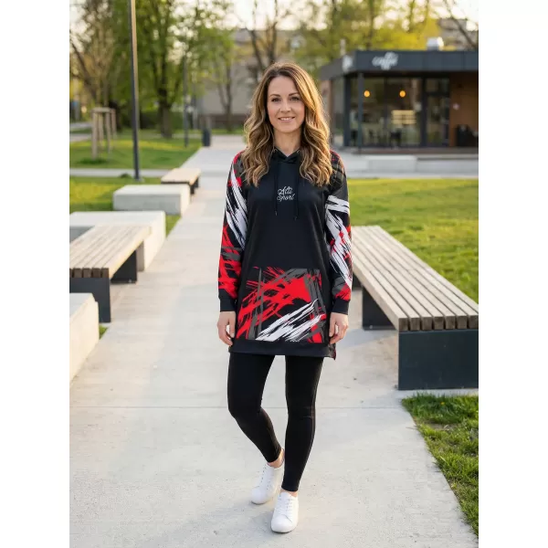  Funktionelles erweitertes Damen-Sweatshirt Premium ALTISPORT VOJ/ALW039MI03 SCHWARZ/ROT 