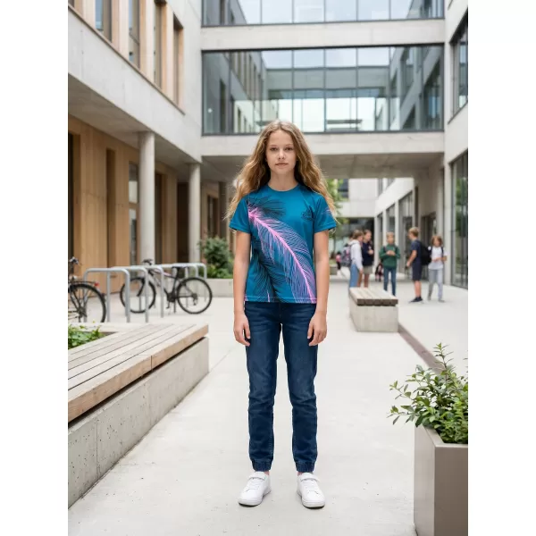  Hochwertiges Funktions-T-Shirt für Kinder ALTISPORT VOJ/ALK001TR01 PETROL/HELLROSA 