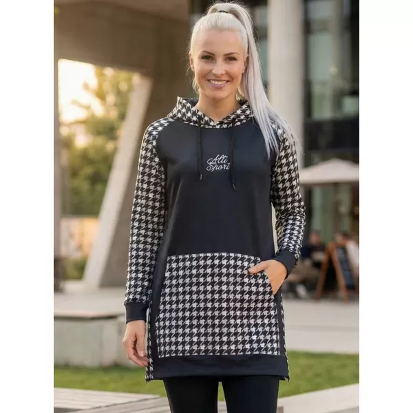  Funktionelles erweitertes Damen-Sweatshirt Premium ALTISPORT VOJ/ALW048MI03 SCHWARZ UND WEIß 