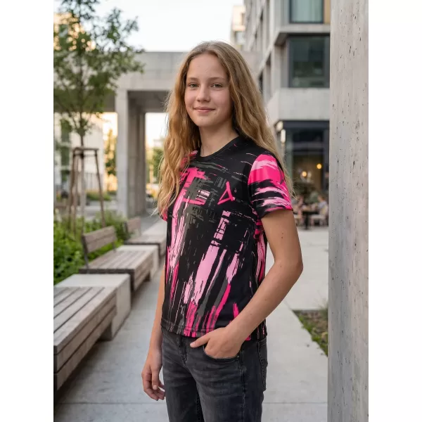  Hochwertiges Funktions-T-Shirt für Kinder ALTISPORT VOJ/ALK010TR01 SCHWARZ/HELLROSA 
