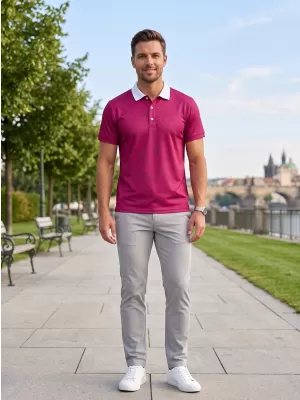 Herren-Funktions-T-Shirt mit Premium-Kragen ALTISPORT VOJ/ALM050TR05 BURGUND
