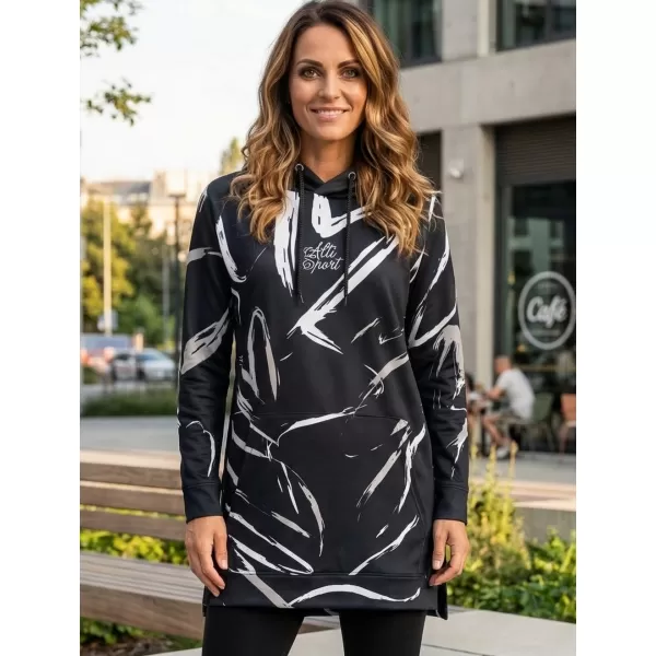  Funktionelles erweitertes Damen-Sweatshirt Premium ALTISPORT VOJ/ALW049MI03 SCHWARZ UND WEIß 