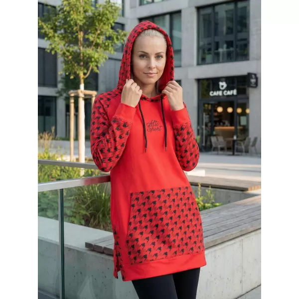  Funktionelles erweitertes Damen-Sweatshirt Premium ALTISPORT VOJ/ALW048MI03 ROT UND SCHWARZ 