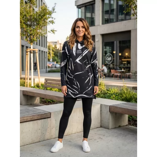  Funktionelles erweitertes Damen-Sweatshirt Premium ALTISPORT VOJ/ALW049MI03 SCHWARZ UND WEIß 