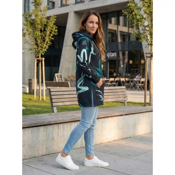  Funktionelles erweitertes Damen-Sweatshirt Premium ALTISPORT VOJ/ALW049MI03 SCHWARZ UND BLAU 