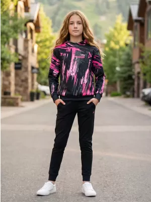 Hochwertiges Funktions-Sweatshirt für Kinder ALTISPORT VOJ/ALK010MI01 SCHWARZ/HELLROSA