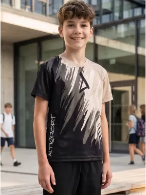 Hochwertiges Funktions-T-Shirt für Kinder ALTISPORT VOJ/ALK006TR01 SCHWARZ/BRAUN