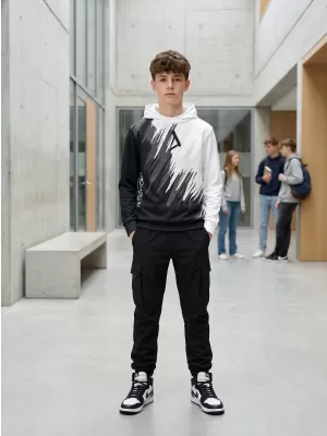 Hochwertiges Funktions-Sweatshirt für Kinder ALTISPORT VOJ/ALK006MI01 SCHWARZ UND WEIß