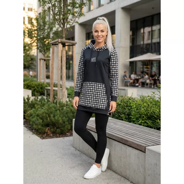  Funktionelles erweitertes Damen-Sweatshirt Premium ALTISPORT VOJ/ALW048MI03 SCHWARZ UND WEIß 