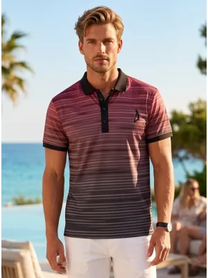 Herren-Funktions-T-Shirt mit Premium-Kragen ALTISPORT VOJ/ALM031TR05 SCHWARZ/BURGUND