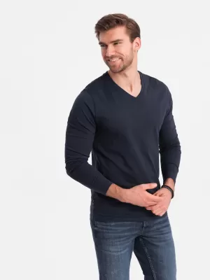 Herren t -Shirt mit einem langen Ärmel OMBRE OM-LSBL-0108 MARINEBLAU