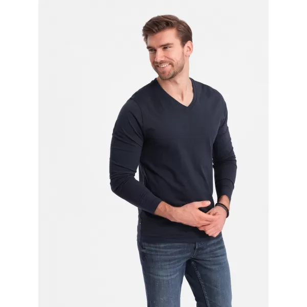  Herren t -Shirt mit einem langen Ärmel OMBRE OM-LSBL-0108 MARINEBLAU 