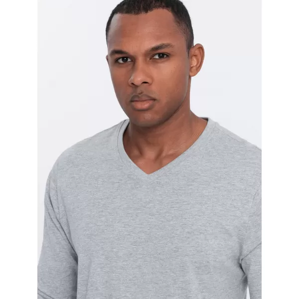  Herren t -Shirt mit einem langen Ärmel OMBRE OM-LSBL-0108 GRAUE MELANGE 