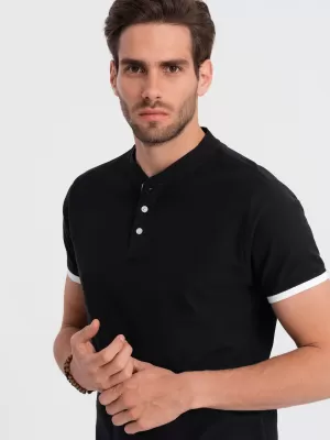 Herren t -Shirt mit einem Kragen OMBRE OM-TSCT-0156 SCHWARZ