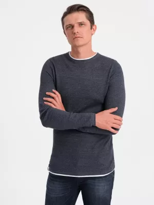 Herrenpullover OMBRE OM-SWSW-0103 MARINEBLAUE MELANGE