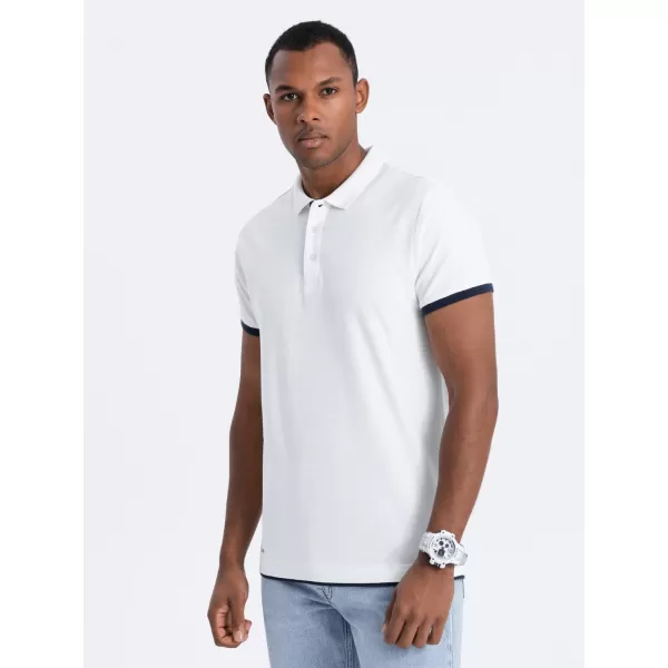  Herren t -Shirt mit einem Kragen OMBRE OM-POSS-0113 WEIß 