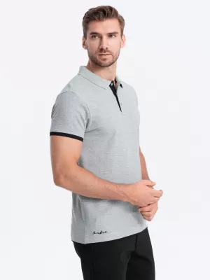 Herren t -Shirt mit einem Kragen OMBRE OM-POSS-0113 GRAU