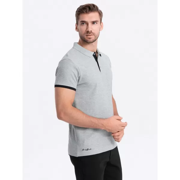  Herren t -Shirt mit einem Kragen OMBRE OM-POSS-0113 GRAU 
