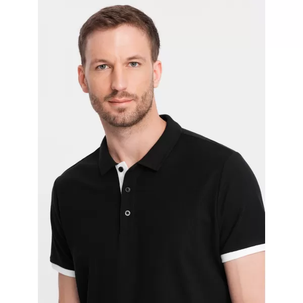  Herren t -Shirt mit einem Kragen OMBRE OM-POSS-0113 SCHWARZ 