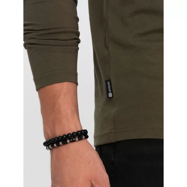  Herren t -Shirt mit einem langen Ärmel OMBRE OM-LSBL-0106 DUNKLE OLIVE 
