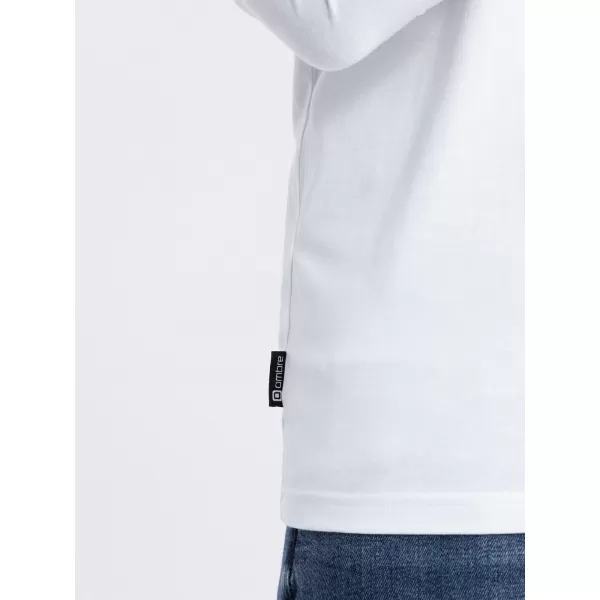  Herren t -Shirt mit einem langen Ärmel OMBRE OM-LSCL-0110 WEIß 