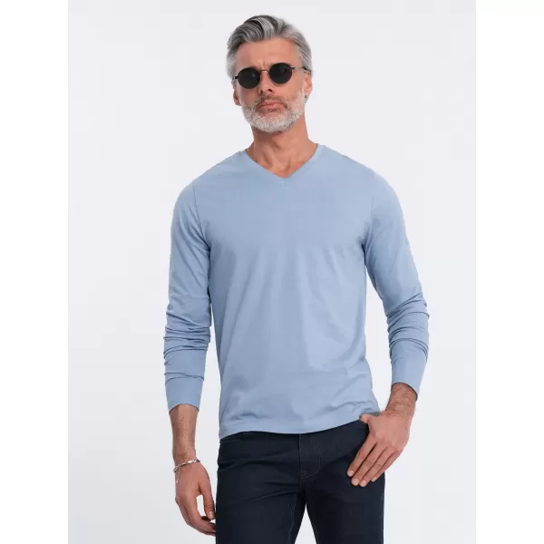  Herren t -Shirt mit einem langen Ärmel OMBRE OM-LSBL-0108 BLAUER DENIM 