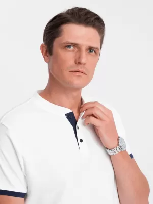 Herren t -Shirt mit einem Kragen OMBRE OM-TSCT-0156 WEIß
