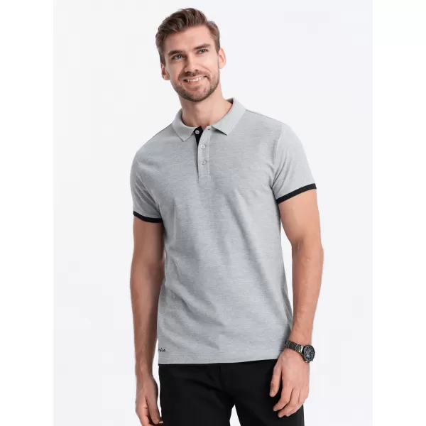  Herren t -Shirt mit einem Kragen OMBRE OM-POSS-0113 GRAU 