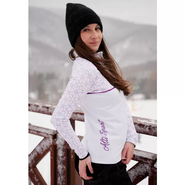  Frauenfunktionaler Thermo -Sweatshirt Premium ALTISPORT VOJ/ALW053TER03 WEIß/LILA 