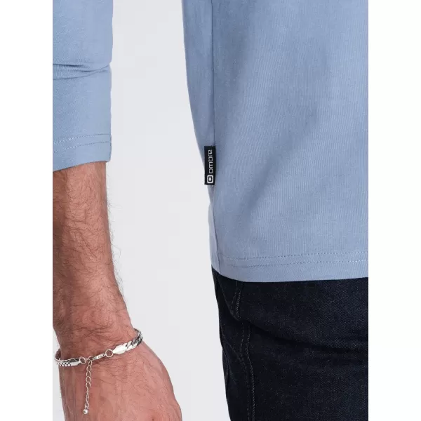  Herren t -Shirt mit einem langen Ärmel OMBRE OM-LSBL-0108 BLAUER DENIM 