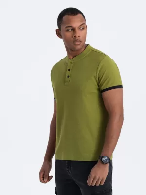 Herren t -Shirt mit einem Kragen OMBRE OM-TSCT-0156 OLIVE