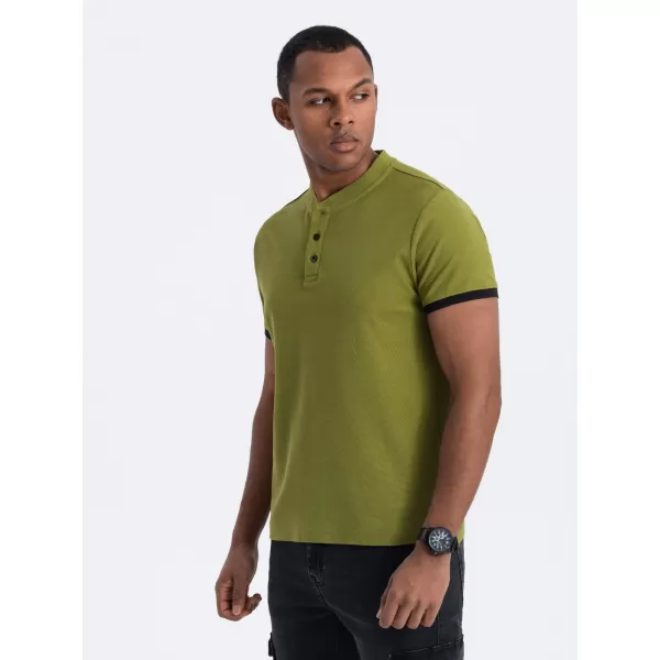  Herren t -Shirt mit einem Kragen OMBRE OM-TSCT-0156 OLIVE 