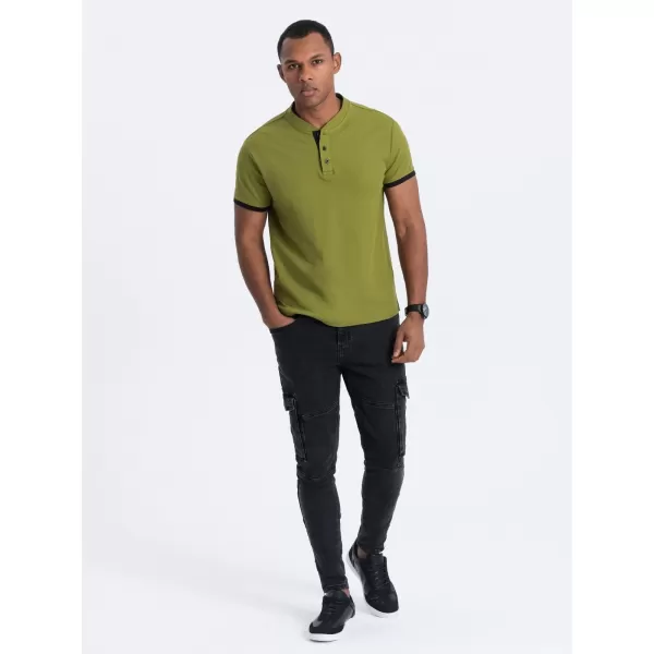  Herren t -Shirt mit einem Kragen OMBRE OM-TSCT-0156 OLIVE 
