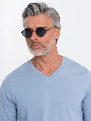 Herren t -Shirt mit einem langen Ärmel OMBRE OM-LSBL-0108 BLAUER DENIM