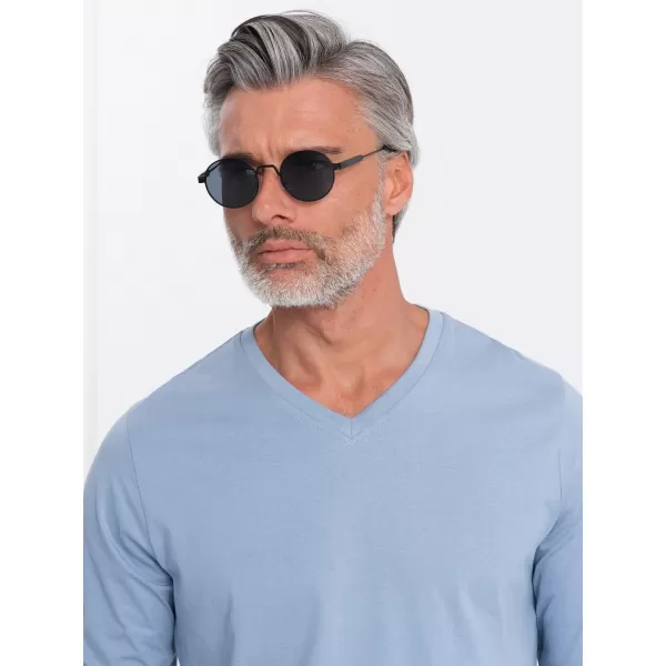  Herren t -Shirt mit einem langen Ärmel OMBRE OM-LSBL-0108 BLAUER DENIM 