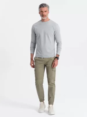 Herren t -Shirt mit einem langen Ärmel OMBRE OM-LSBL-0106 GRAUE MELANGE