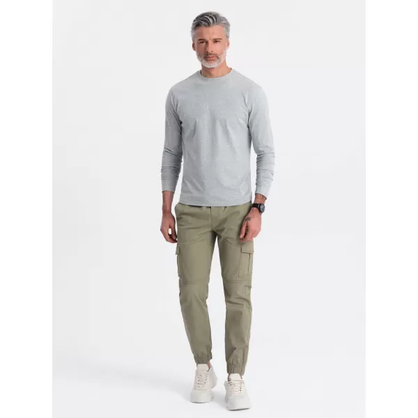  Herren t -Shirt mit einem langen Ärmel OMBRE OM-LSBL-0106 GRAUE MELANGE 