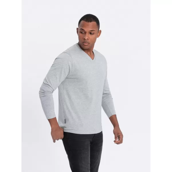  Herren t -Shirt mit einem langen Ärmel OMBRE OM-LSBL-0108 GRAUE MELANGE 