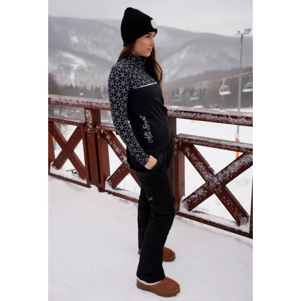  Frauenfunktionaler Thermo -Sweatshirt Premium ALTISPORT VOJ/ALW053TER03 SCHWARZ UND WEIß 