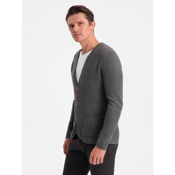  Herrenpullover OMBRE OM-SWCD-0109 GRAPHIT MELANGE 