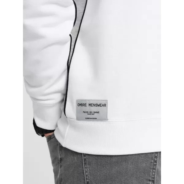  Herren -Sweatshirt OMBRE OM-SSNZ-0130 WEIß UND GRAU 