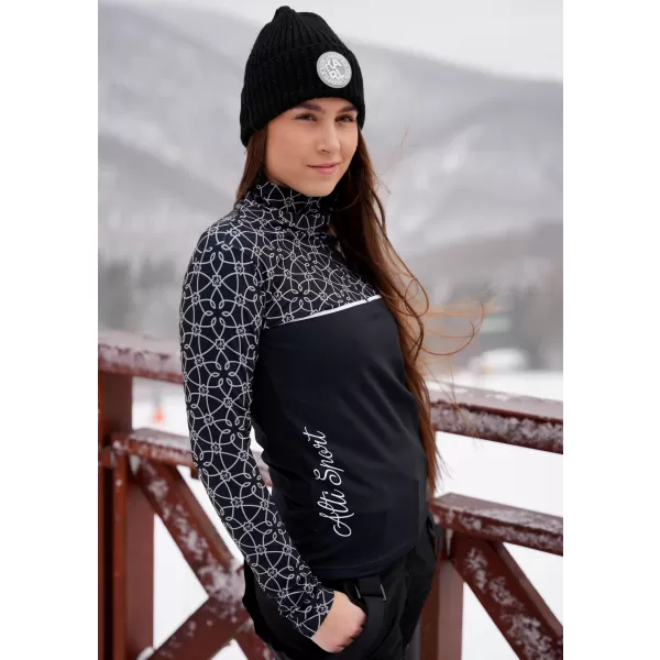  Frauenfunktionaler Thermo -Sweatshirt Premium ALTISPORT VOJ/ALW053TER03 SCHWARZ UND WEIß 