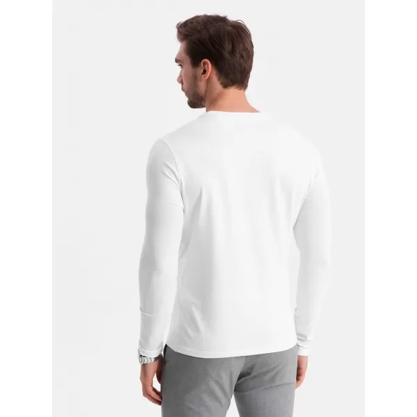  Herren t -Shirt mit einem langen Ärmel OMBRE OM-LSCL-0102 WEIß 