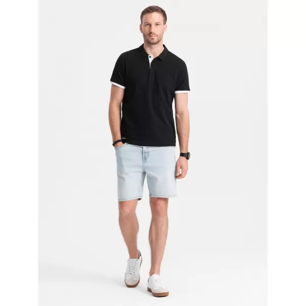  Herren t -Shirt mit einem Kragen OMBRE OM-POSS-0113 SCHWARZ 