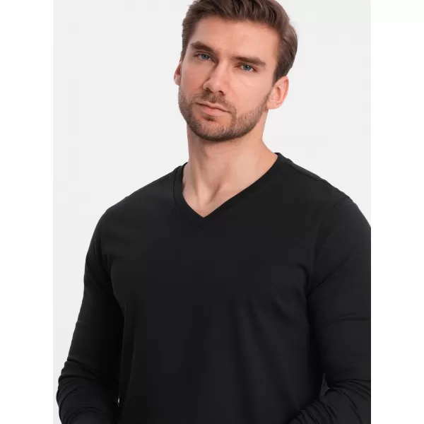  Herren t -Shirt mit einem langen Ärmel OMBRE OM-LSBL-0108 SCHWARZ 