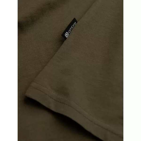  Herren t -Shirt mit einem langen Ärmel OMBRE OM-LSBL-0106 DUNKLE OLIVE 