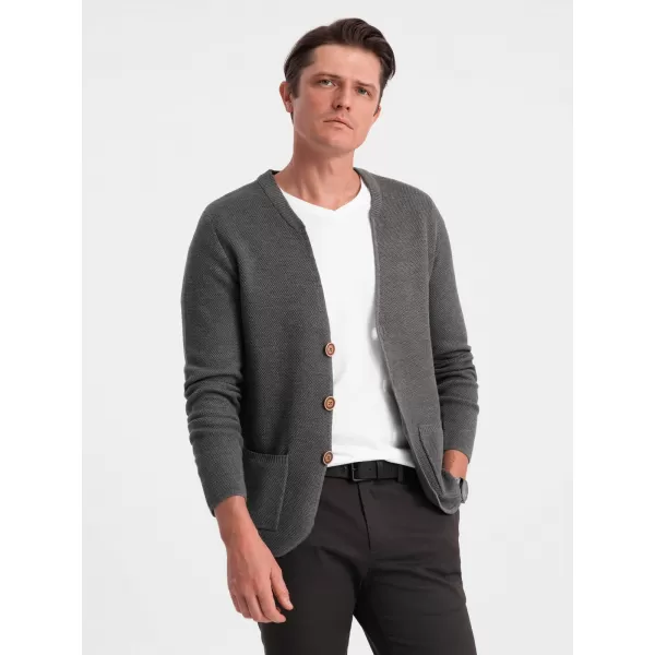  Herrenpullover OMBRE OM-SWCD-0109 GRAPHIT MELANGE 