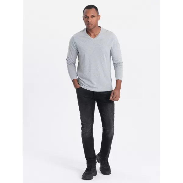  Herren t -Shirt mit einem langen Ärmel OMBRE OM-LSBL-0108 GRAUE MELANGE 
