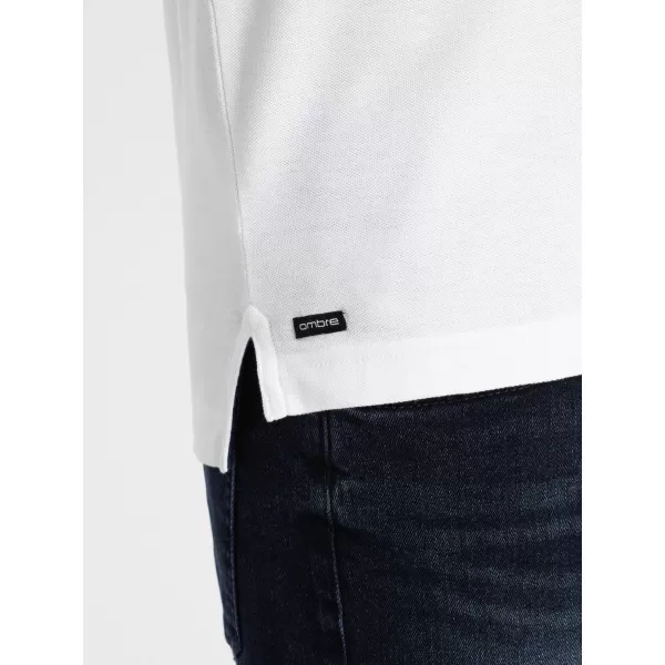  Herren t -Shirt mit einem Kragen OMBRE OM-TSCT-0156 WEIß 